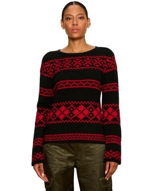 Sanctuary Fair Isle Boatneck Sweater - Red