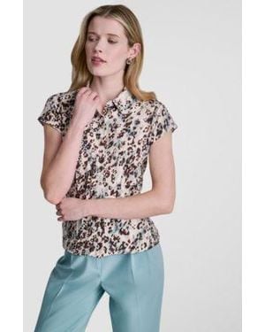 DKNY Cap Sleeve Printed Top - Multicolor