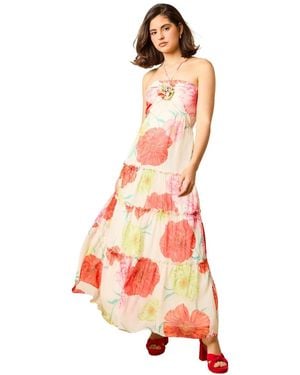 Oasis Rosette Detail Halterneck Midi Dress - White