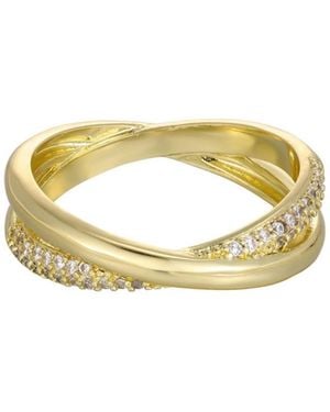 Adornia Cubic Zirconia Crossed Bands Ring - Metallic