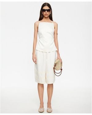 Lioness Lace-trimmed Jort Shorts - White