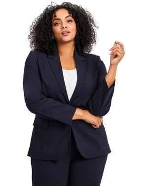 Avenue Super Stretch One Button Blazer - Blue
