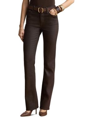 Ralph Lauren Petite Stretch High-rise Coated Bootcut Jeans - Black