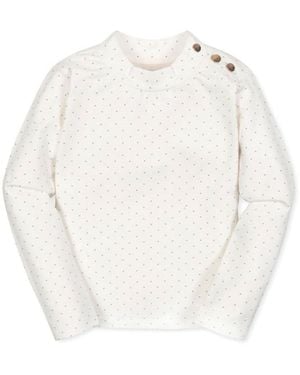 Hope & Henry Girls Organic Long Sleeve Mock Neck Knit Top - White