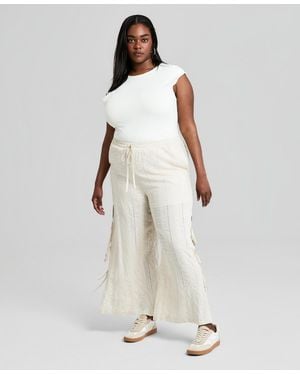 And Now This Trendy Plus Size Embroidered Wide-leg Pants - Natural