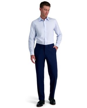 Haggar Premium Comfort Straight-fit 4-way Stretch Wrinkle-free Flat-front Dress Pants - Blue