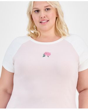 Hippie Rose Trendy Plus Rose Raglan-sleeve Baby T-shirt - White