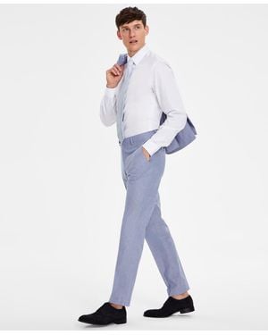 Tommy Hilfiger Modern-fit Th Flex Stretch Chambray Suit Separate Pants - Blue