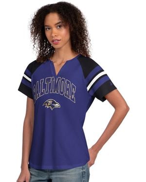 Starter Baltimore Ravens Game On Notch Neck Raglan Sleeves T-shirt - Blue