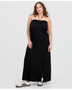 Madden Girl Trendy Plus Size Halter Bandeau Maxi Dress - Black