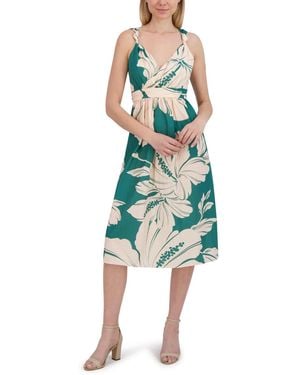 Laundry by Shelli Segal Sleeveless V Neck Midi Dress - Blue