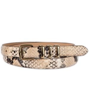 Cole Haan Skinny Triple Metal Keeper Dress Belt - Natural