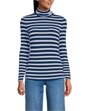 Lands' End Lightweight Jersey Skimming Long Sleeve Turtleneck - Blue