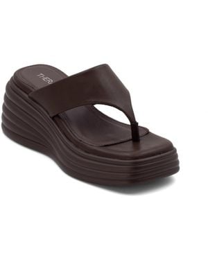 Therapy Australia Frame Square Toe Wedge Sandal - Brown