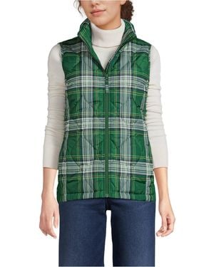 Lands' End Print Featherfree Quilted Insulated Vest - Green