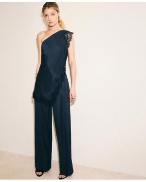Mango Satin Straight-fit Pants - Blue