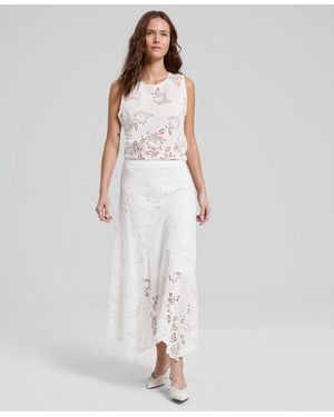 And Now This Embroidered Handkerchief-hem Maxi Skirt - White