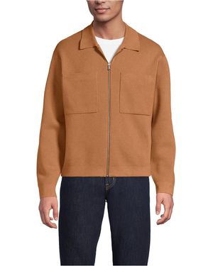 Lands' End Long Sleeve Fine Gauge Cotton Full Zip Chore Coat - Blue