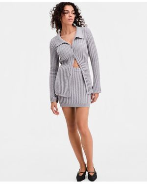 BarIII Ribbed Sweater Skirt - Gray