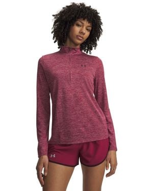 Under Armour Twist Tech Quarter-zip Logo Top - Red