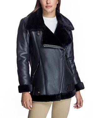 Julia & Stella By Maximilian Oversized Motorcycle Jacket - Blue