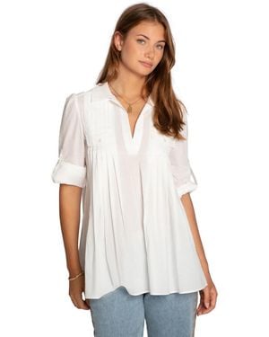 Belle & Bloom Catch Feelings Pintuck Shirt - White