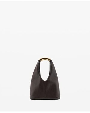 Mango Metal Handle Handbag - Brown