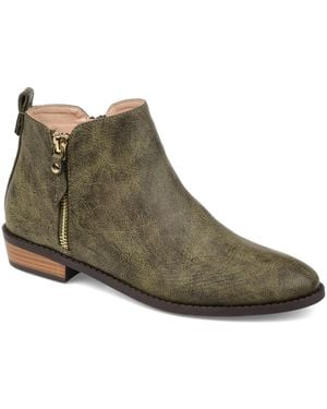 Journee Collection Ellis Stacked Heel Booties - Green
