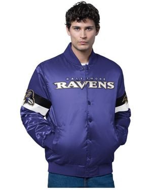 Starter Baltimore Ravens Triple Option Satin Varsity Full-snap Jacket - Blue