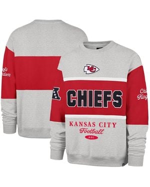 '47 Red/heather Gray Kansas City Chiefs Blockfield Maximalist Sweatshirt