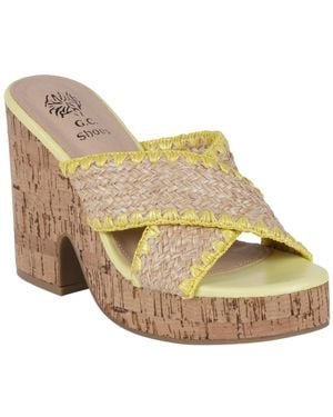 Gc Shoes Elsa Woven Cork Heel Platform Sandals - Natural