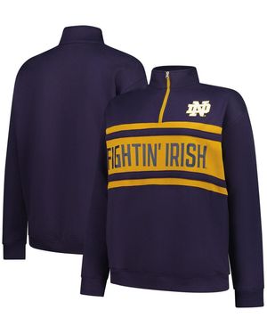 Fanatics Navy/gold Notre Dame Fighting Irish Plus Size Quarter-zip Pullover - Blue
