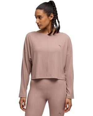 PUMA Cloud-spun Rib Slouch Crew Neck T-shirt - Pink