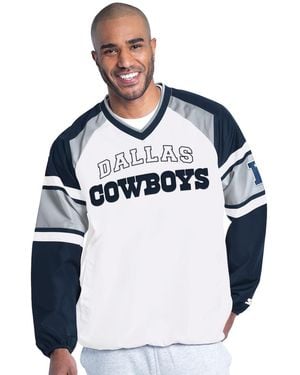 Starter White Dallas Cowboys Infield Play Raglan Pullover Jacket - Blue