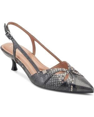 Easy Spirit Kaisley Eflex Cutout Leather Slingback Kitten Heel Pumps - Metallic