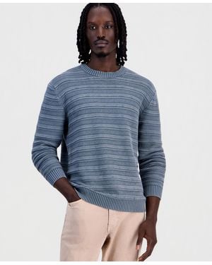Sun & Stone Sun + Stone Acid-washed Textured Stripe Long-sleeve Sweater - Blue