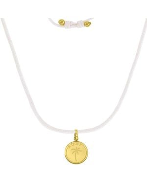 Roxy Waterproof Yellow Palm Tree Beads Adjustable Necklace - White