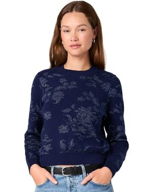 French Connection Rory Fleur Long-sleeve Floral-print Metallic Pullover - Blue