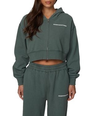 Good For Nothing Essential Cropped Zip Hoodie - Green