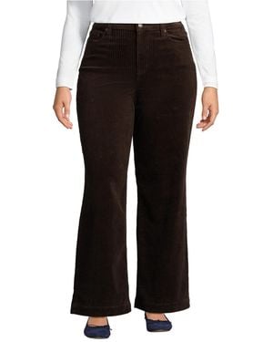 Lands' End Plus Size High Rise Wide Leg Corduroy Pants - Black