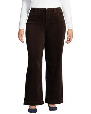 Lands' End Plus Size High Rise Wide Leg Corduroy Pants - Black
