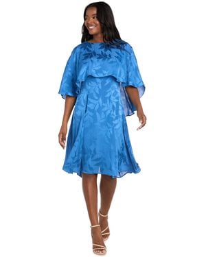 R & M Richards Petite Jacquard Overlay Dress - Blue