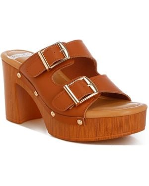 Rag & Co Kenna Dual Buckle Strap Sandals In White - Brown