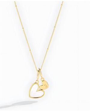 Mint & Lily Mother Of Pearl Heart Initial Necklace - Metallic