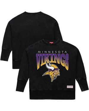 Mitchell & Ness Minnesota Vikings Delineate Mineral Wash Crewneck Sweatshirt - Black