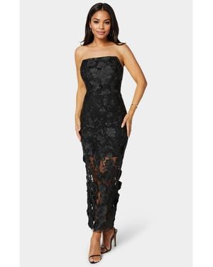 Bebe Strapless 3d Lace Column Dress - Blue