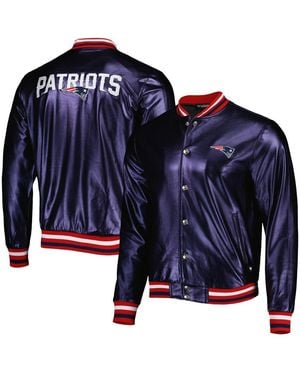 The Wild Collective New England Patriots Metallic Bomber Full-snap Jacket - Blue