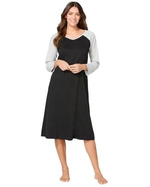 Avenue Plus Size Body Baseball Sleepshirt - Black