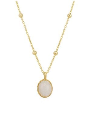 Spero London White Moonstone Sterling Silver Pendant Necklace With Beaded Chain - Metallic