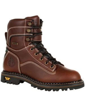 Georgia Boot Amp Lt Logger Alloy Toe Waterproof Low Heel Logger Boot - Brown